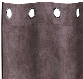 Cortinas de Veludo 2 pcs com Ilhós Marrom 260x140 cm