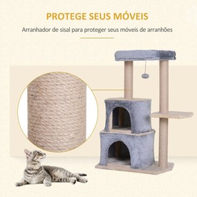 PawHut Arranhador para Gatos Árvore Arranhador para Gatos com 2 Casas