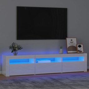 Móvel de TV com luzes LED 180x35x40 cm branco brilhante