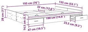 Estrado de cama com arrumação Branco 135 x 190 cm Aglomerado