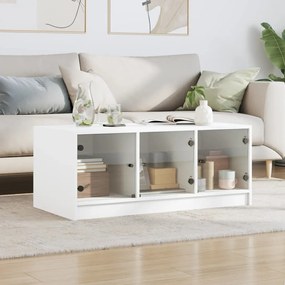 Mesa de centro c/ portas de vidro 102x50x42 cm branco