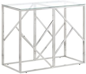 vidaXL Mesa consola aço inoxidável e vidro temperado prateado