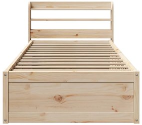 Estrutura de cama com cabeceira 75x190 cm pinho maciço