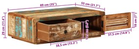 Mesa de centro 89x55x29 cm madeira recuperada maciça
