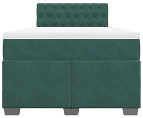 Cama boxspring com colchão 120x190 cm veludo verde-escuro