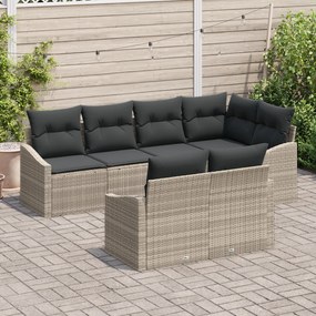Conjunto de Jantar Jardim de 7 Peças com Almofadas Cinza Claro em Poli