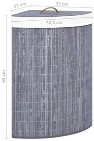 Cesto de canto para roupa suja 60 L bambu cinzento