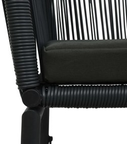 3 pcs conjunto bistrô com almofadões vime PE preto
