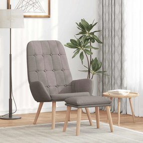 vidaXL Cadeira de descanso com banco p/ pés tecido cinza-acastanhado