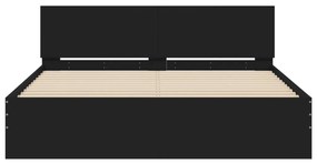 Estrutura de cama com cabeceira 140x200 cm preto
