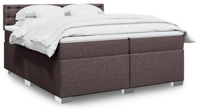 vidaXL Cama com molas/colchão 200x200 cm tecido castanho-escuro