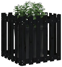 Vaso de jardim c/ design cerca 60x60x60 cm pinho maciço preto