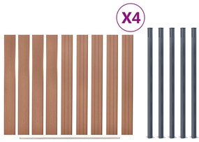 Conjunto de painéis de vedação 699x186 cm WPC castanho