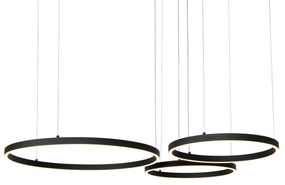 Candeeiro suspenso preto incl. LED 3 etapas regulável com 3 luzes - Anello Design