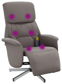 Cadeira massagens reclin. c/ apoio pés tecido cinza-acastanhado