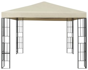 Gazebo com cordões de luzes LED 3x3 m cor creme