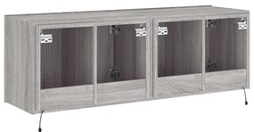 Móveis de parede para TV com luzes LED 2 pcs cinzento sonoma