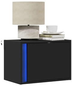 Mesa de cabeceira de parede com luzes LED preto