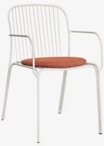 Pack De 4 Cadeiras De Jardim Com Apoios De Braços Em Aço Anerina Gardénia Branco & Terracota - Sklum