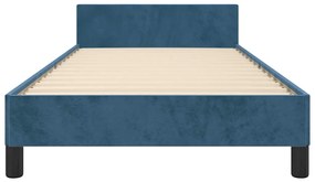 Estrutura de cama sem colchão 90x200 cm veludo azul-escuro