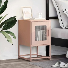Mesa de cabeceira 36x39x60,5 cm aço laminado a frio rosa