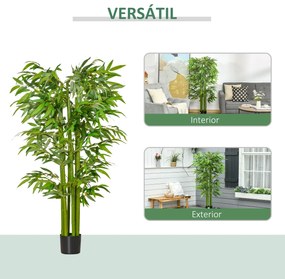 Planta Artificial 160 cm Bambu Artificial com 975 Folhas e Vaso Planta Artificial Decorativa para Interior e Exterior Verde