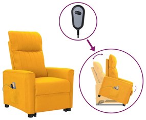 vidaXL Poltrona elevatória de massagens tecido amarelo
