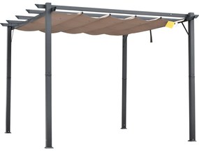 Pérgola de Jardim 3x3 m com Toldo de Poliéster Retrátil e Estrutura de