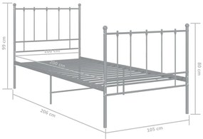 Estrutura de cama 100x200 cm metal cinzento