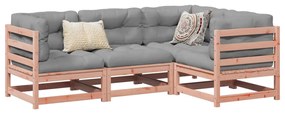vidaXL 4 pcs conj. sofás jardim c/ almofadões madeira abeto-de-douglas