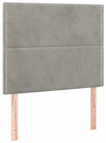 Cama com molas/colchão 100x200 cm veludo cinza-claro