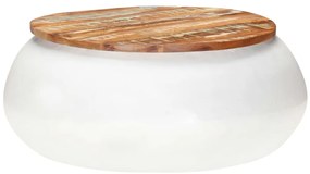 Mesa de centro 68x68x30 cm madeira recuperada maciça branco
