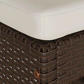 Bancos de bar para jardim com almofadões 6 pcs vime PE castanho