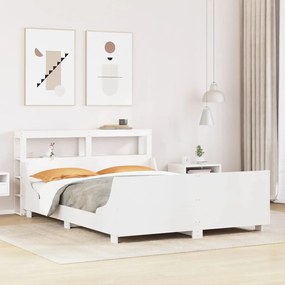 Cama sem colchão 140x200 cm madeira de pinho maciça branco