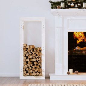 vidaXL Suporte para lenha 41x25x100 cm pinho maciço branco