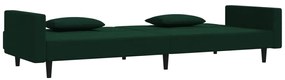 Sofá-cama 2 lugares com duas almofadas veludo verde-escuro
