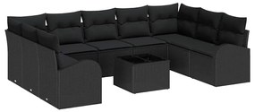 Conjunto de Sofá de Jardim com 10 Peças e Almofadas Bege em Rattan Pol
