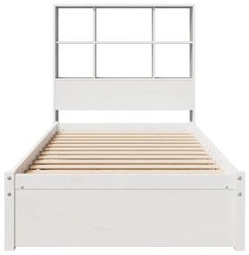 Cama com estante sem colchão 90x190 cm pinho maciço branco