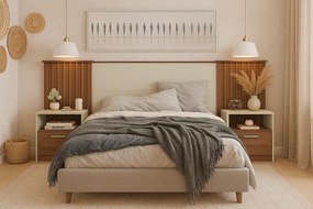 Cabeceira de Cama LUCHIA – Extensível + 2 Mesas de Cabeceira  – MDP Ha