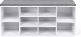 Banco estofado para sapatos 104 x 30 x 48 cm branco-cinzento
