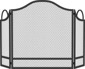HOMCOM Protetor de Faíscas para Lareira Dobrável de 3 Painéis, em Metal Pintado, Pronto a Usar, 122x1x74 cm, Preto | Aosom Portugal