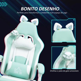 Cadeira Gaming com Orelhas Cadeira Gamer Reclinável com Altura Ajustáv