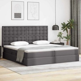 vidaXL Cama com Armazenamento Cinzeto 200 x 200 cm Couro Sintético