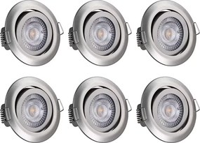 Conjunto de 6 luzes LED de encastrar Krog em níquel