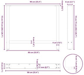 Pés para mesa de jantar pretos 2 peças 90x(72-73) cm aço