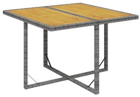 9 pcs conjunto jantar p/ jardim c/ almofadões vime PE cinzento