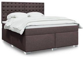 vidaXL Cama com molas/colchão 180x200 cm tecido castanho-escuro