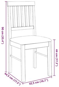 Cadeiras de jantar com almofadões 2 pcs madeira maciça