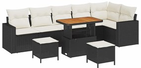Conjunto de Sofá de Jardim de 9 peças com Almofadas em Rattan Poliéste