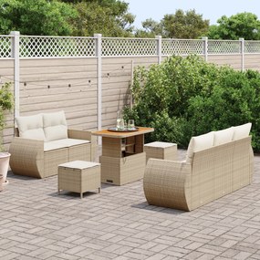 Conjunto de Sofá de Jardim vidaXL com Almofadas Bege Rattan Sintético